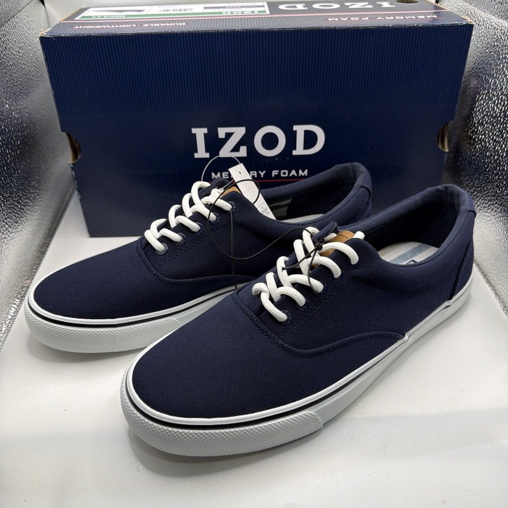 Izod Men's‎ Shoes Size 13 M Sneakers Navy Blue White Canvas 1851110